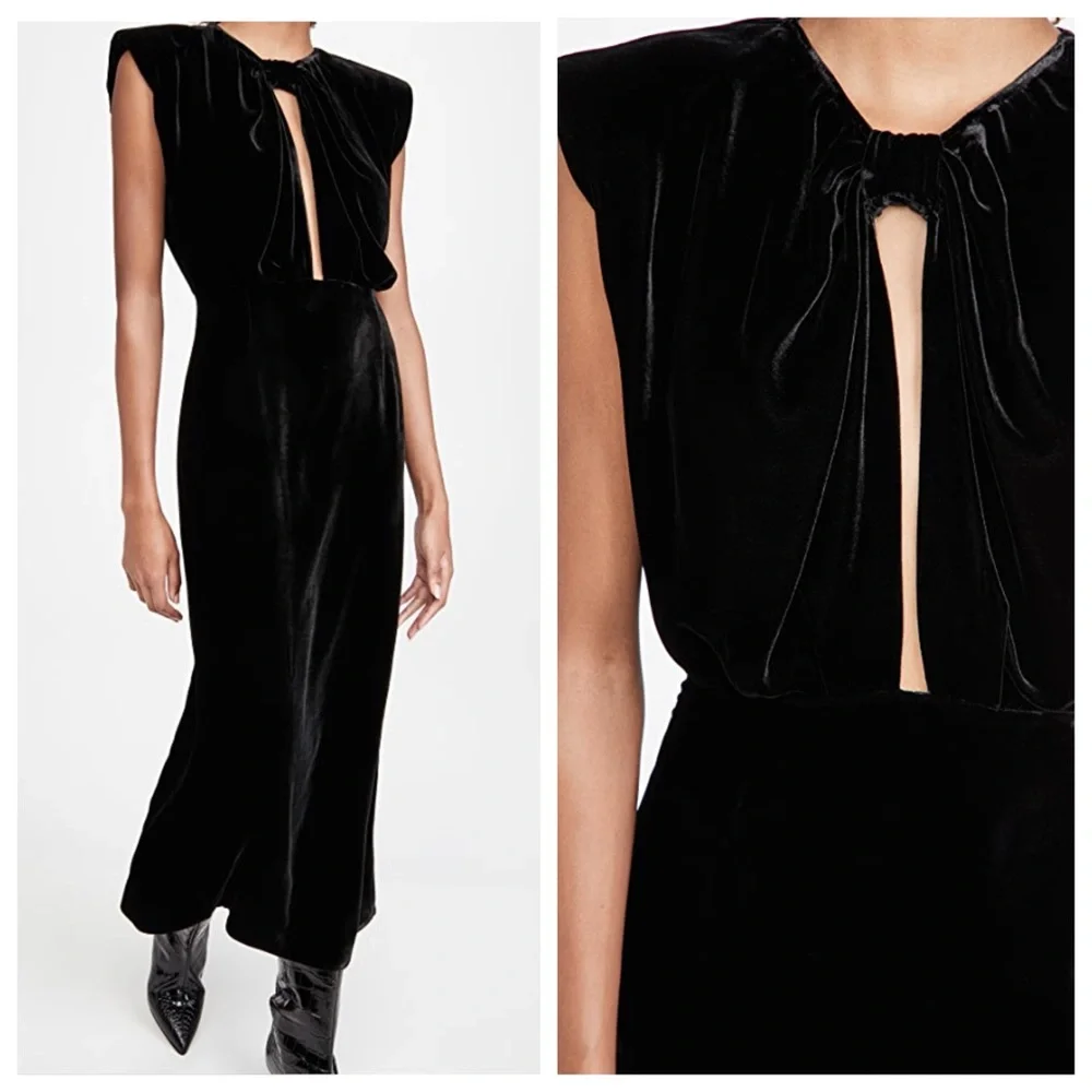 Magda Butrym Cut Out Gown Velour with padded shoulders - Picture 1 of 6
